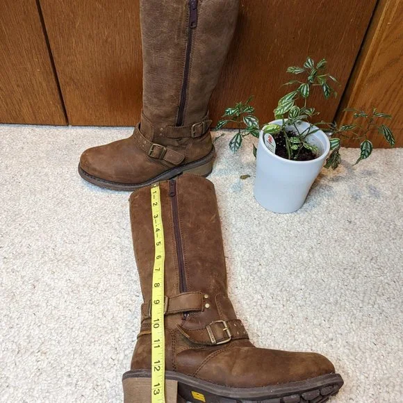 Caterpillar Woman's Florencia Brown Leather Mid Calf Waterproof Boots - Picture 9 of 12